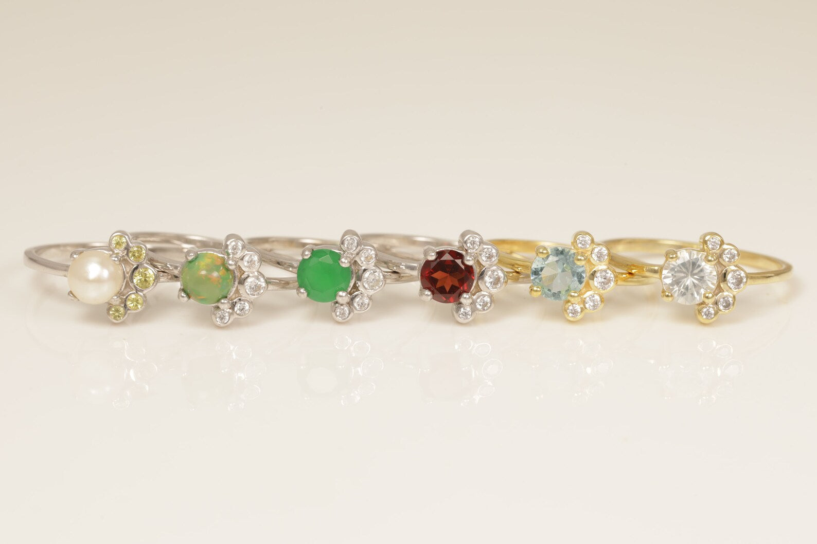 Cluster Gemstone Engagement Ring, Gemstone Wedding ring, Birthstone Ring Gift, Fancy Ring, Anniversary Ring Gift for Her